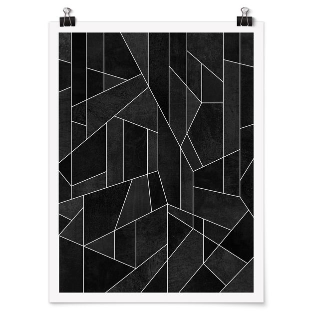 Poster abstrakte Kunst Schwarz Weiß Geometrie Aquarell