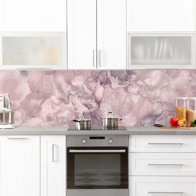 Küchenspritzschutz Farbexperimente Marmor Violett