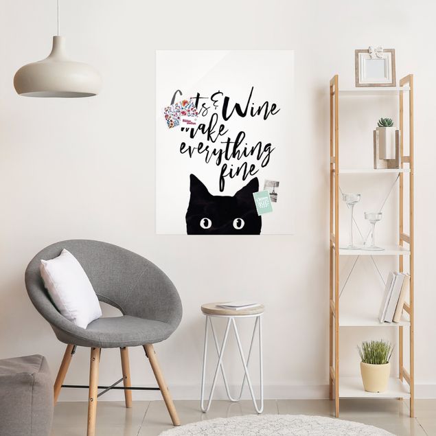 Wandbilder Tiere Cats and Wine make everything fine