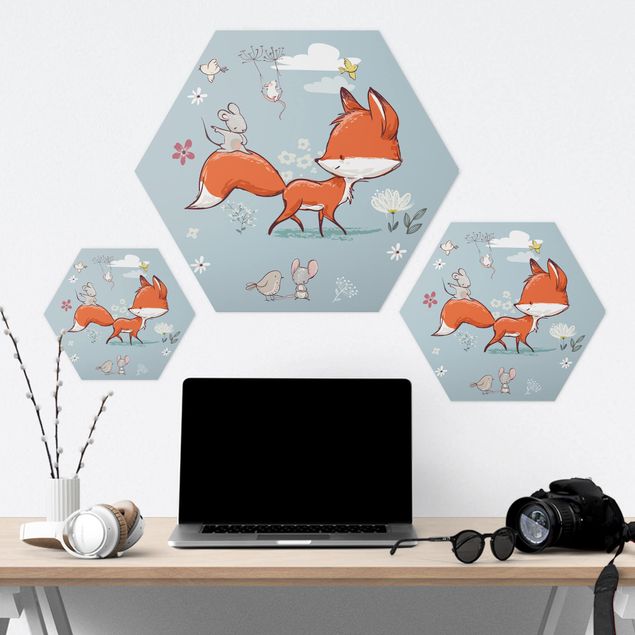 Hexagon Bild Forex - Fuchs und Maus auf Wanderschaft