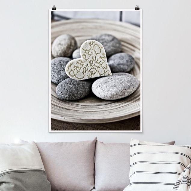 Bilder für die Wand Carpe Diem Herz mit Steinen