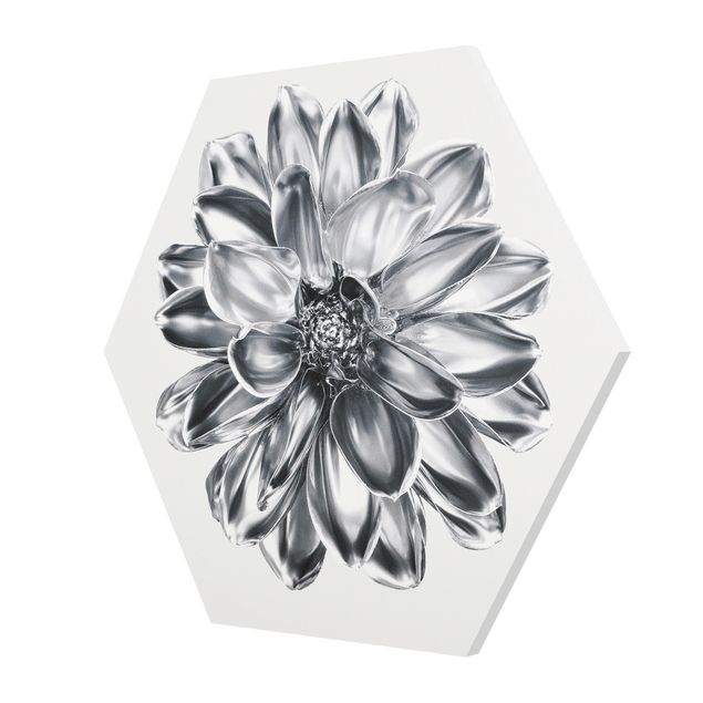 Hexagon Bild Forex - Dahlie Blume Silber Metallic