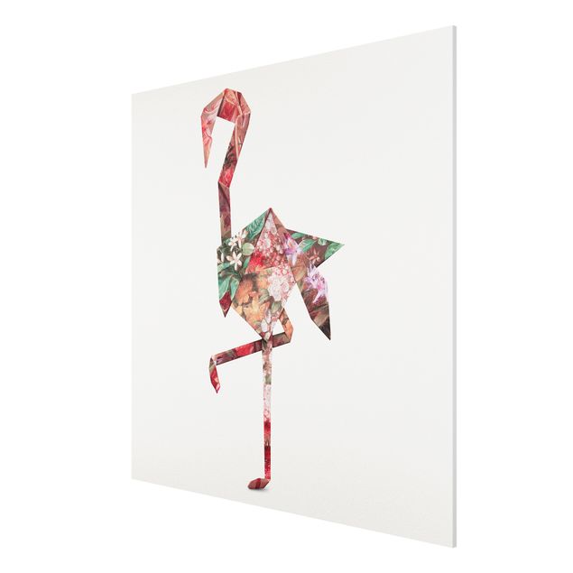 Wandbilder Origami Flamingo