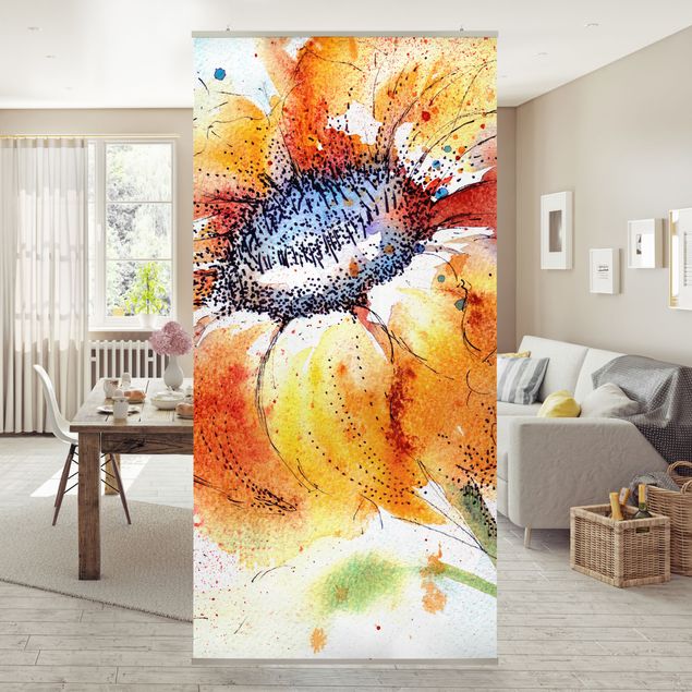 Raumteiler - Painted Sunflower 250x120cm