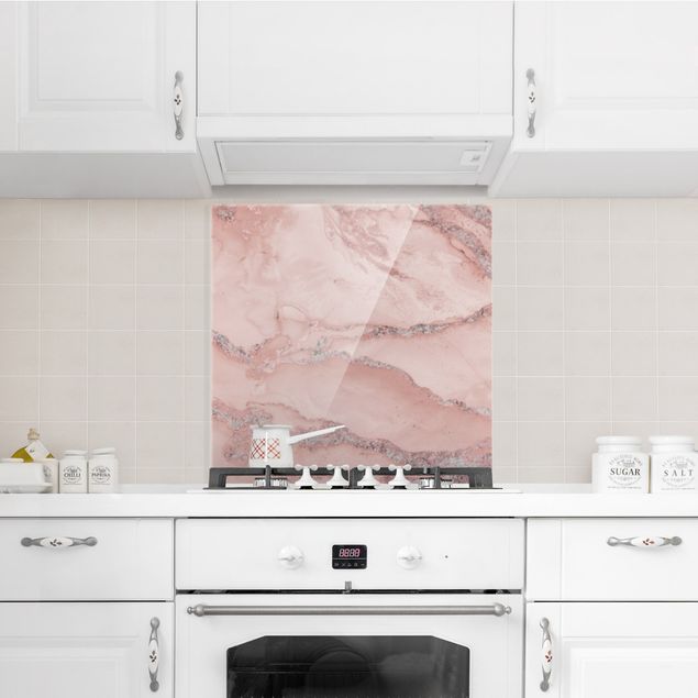 Spritzschutz Küche Steinoptik Farbexperimente Marmor Rose und Glitzer