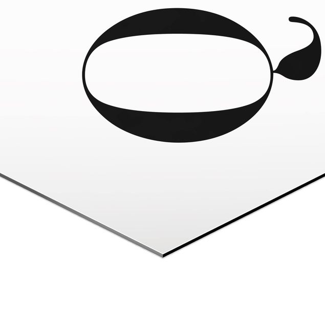 Hexagon Bild Alu-Dibond - Buchstabe Serif Weiß Q