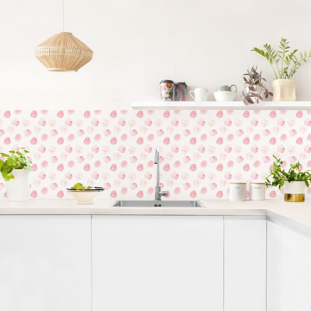 Küchenrückwand Muster Aquarell Punkte Rosa I