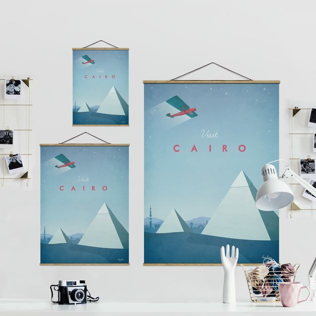 Stoffbild mit Posterleisten - Reiseposter - Cairo - Hochformat 3:4