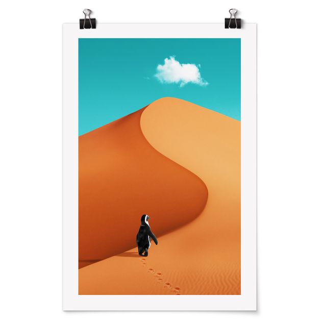 Poster Natur Wüste mit Pinguin