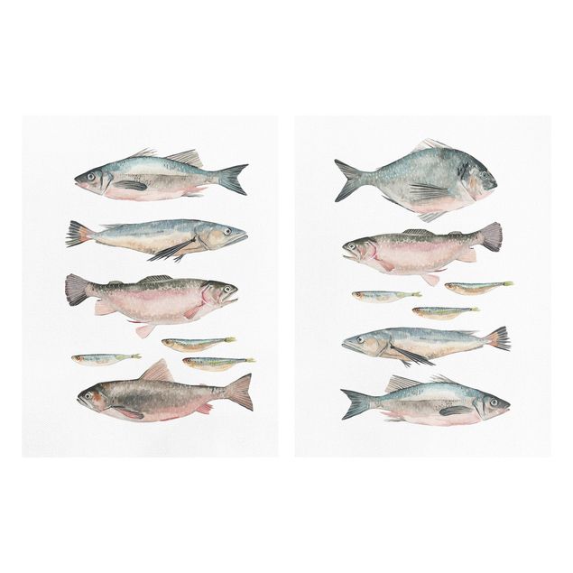 Wandbilder Fische in Aquarell Set I