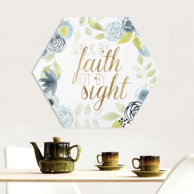 Wandbilder Blumenkranz mit Spruch - Faith