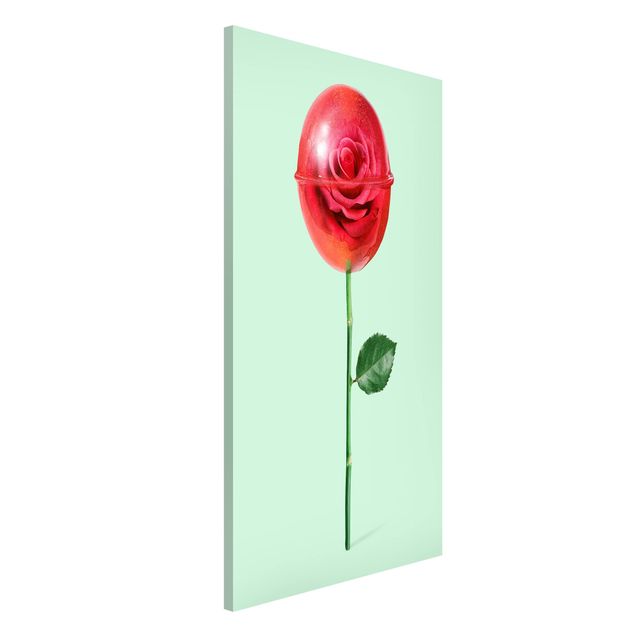 Magnettafel Blumen Rose mit Lollipop