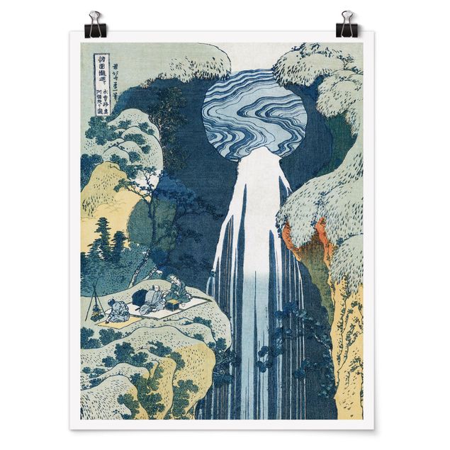 Poster - Katsushika Hokusai - Der Wasserfall von Amida - Hochformat 3:4