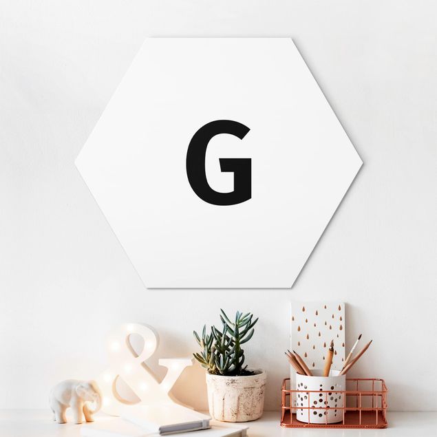 Hexagon Bild Alu-Dibond - Buchstabe Weiß G