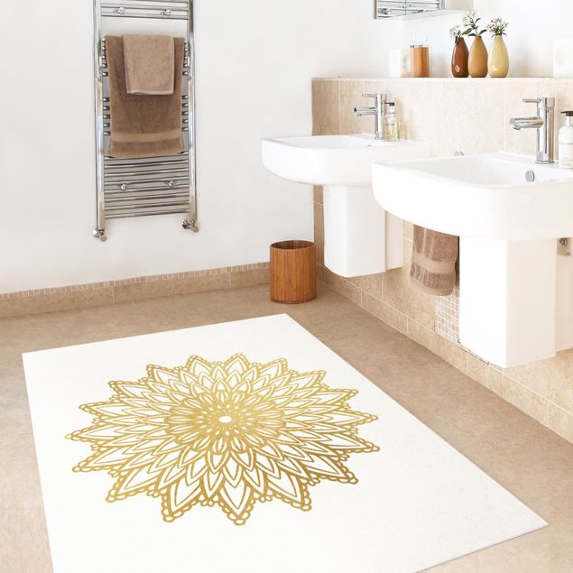 Teppiche Mandala Sonne Illustration weiß gold