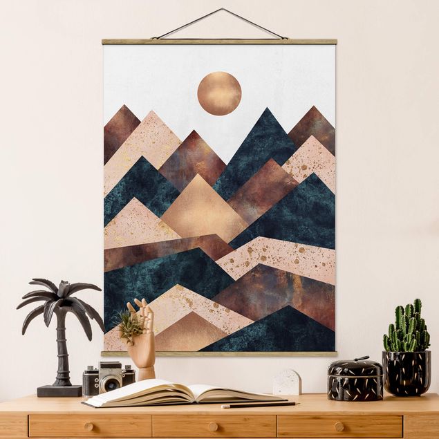 Abstrakte Bilder Geometrische Berge Bronze