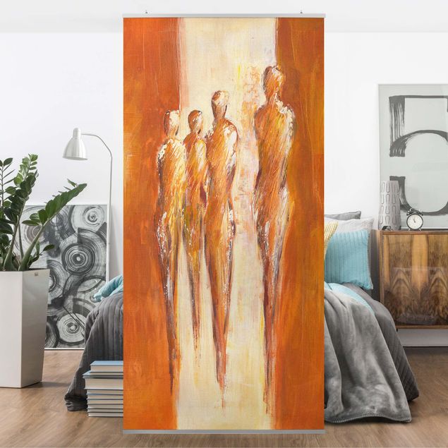 Raumteiler Vorhang Petra Schüßler - Vier Figuren in Orange 02