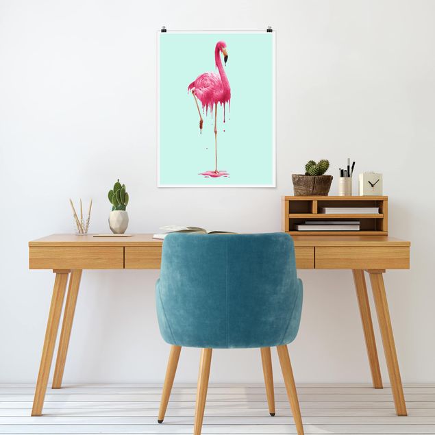Poster Kinderzimmer Tiere Schmelzender Flamingo