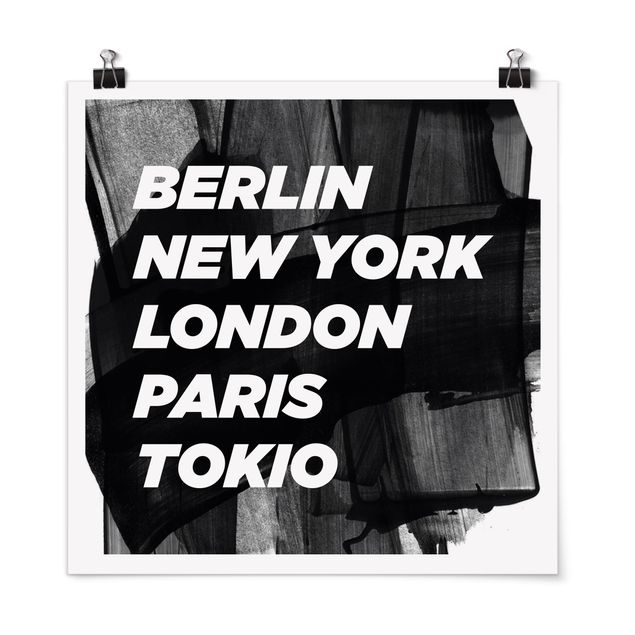 Poster - Berlin New York London - Quadrat 1:1