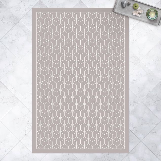 Aussen Teppich Geometrisches Muster verschlungene Hexagone mit Rahmen