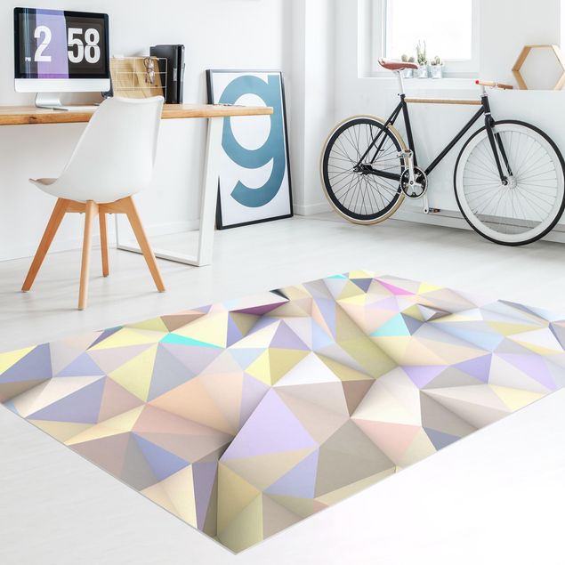 teppich für balkon Geometrische Pastell Dreiecke in 3D