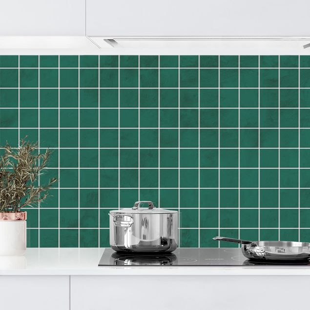 Küchenrückwände Platte Mosaik Beton Fliesen - Grün