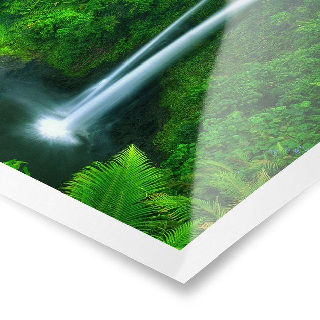 Poster - Paradiesischer Wasserfall - Quadrat 1:1