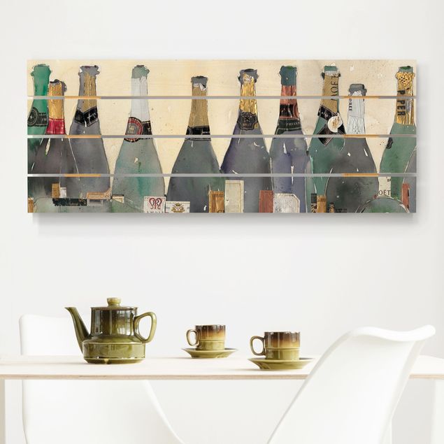 Moderne Holzbilder Entkorkt - Champagner