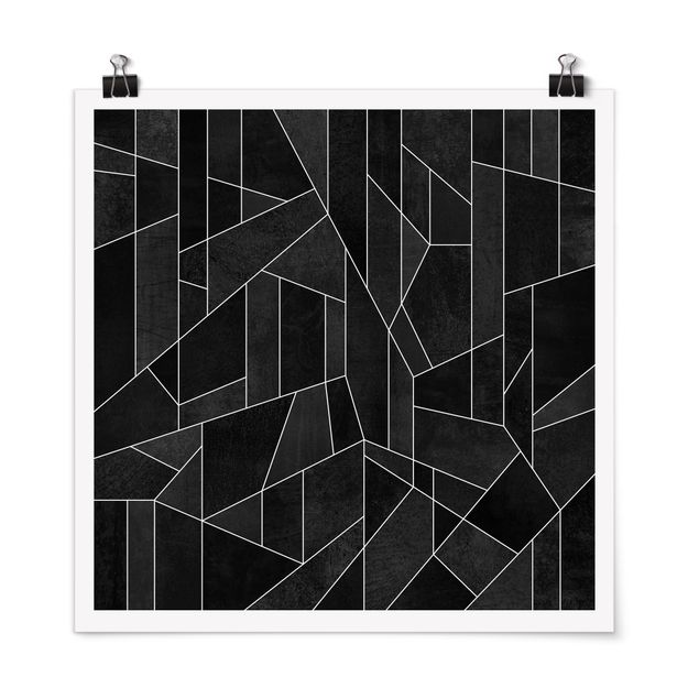 Poster abstrakt Schwarz Weiß Geometrie Aquarell