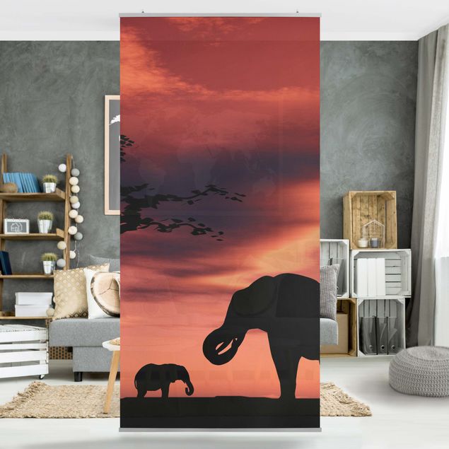 Raumteiler Vorhang African Elefant Family