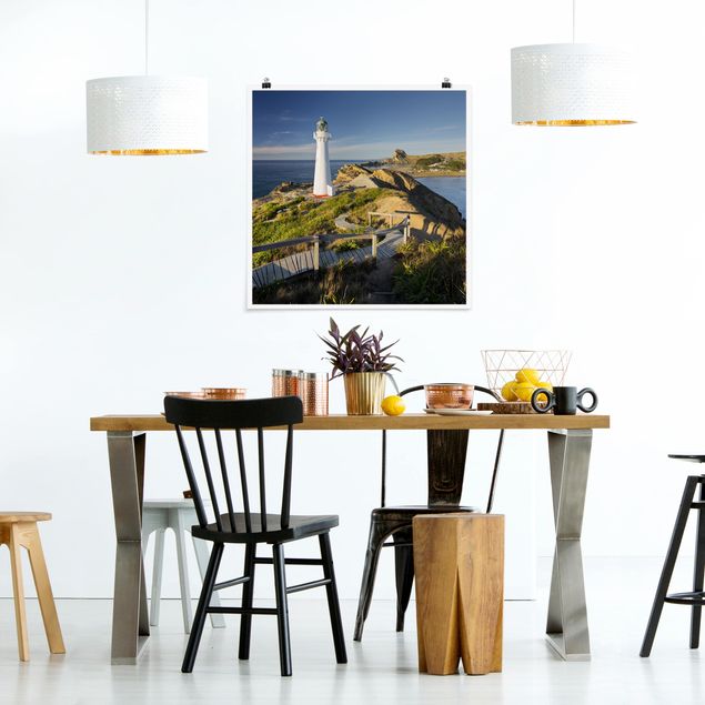 Poster - Castle Point Leuchtturm Neuseeland - Quadrat 1:1