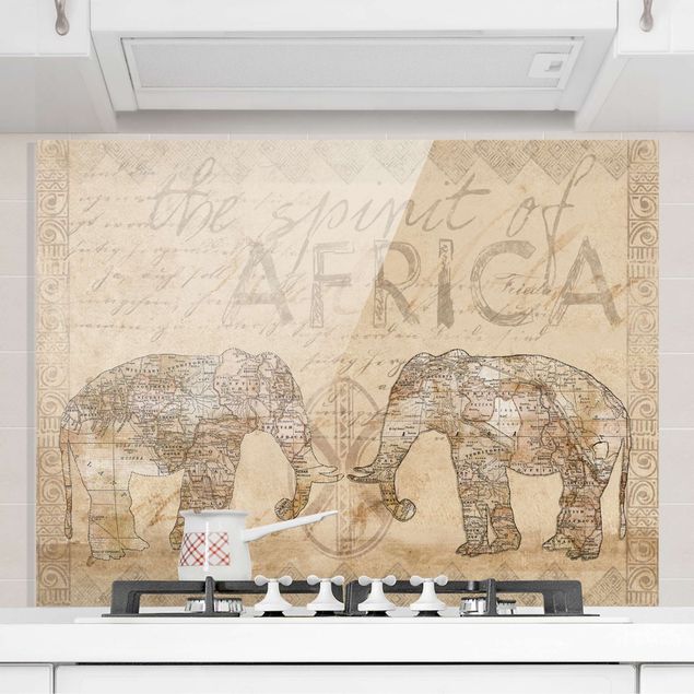 Spritzschutz Glas magnetisch Vintage Collage - Spirit of Africa