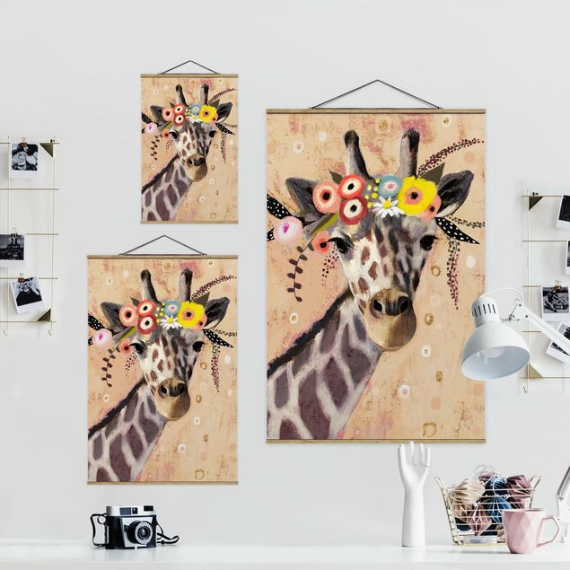 Stoffbild mit Posterleisten - Klimt Giraffe - Hochformat 2:3
