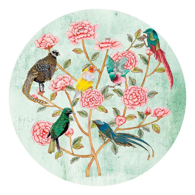 Tapete Chinoiserie Chinoiserie Collage in Mint II