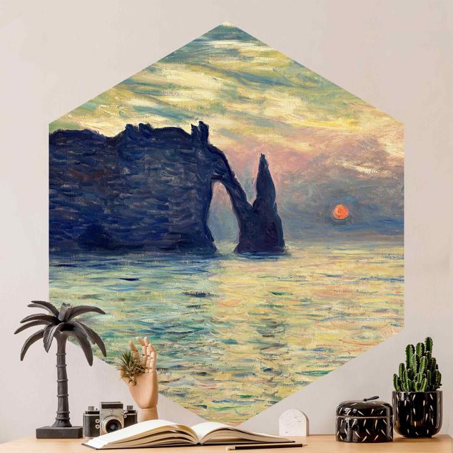 Fototapete Sonnenaufgang Claude Monet - Felsen Sonnenuntergang