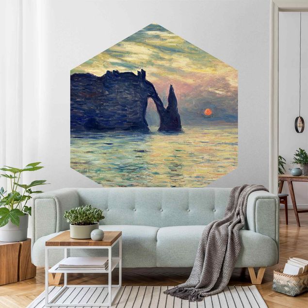 Tapete Natur Claude Monet - Felsen Sonnenuntergang