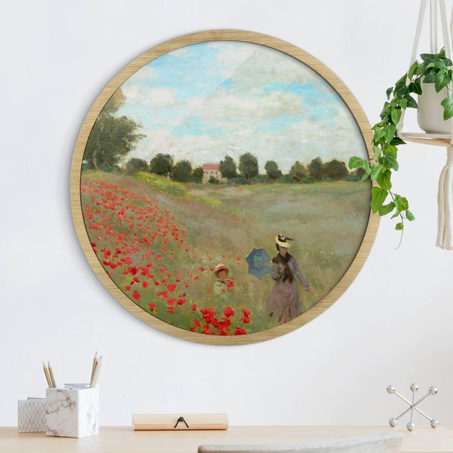 Rundes Gerahmtes Bild - Claude Monet - Mohnfeld bei Argenteuil