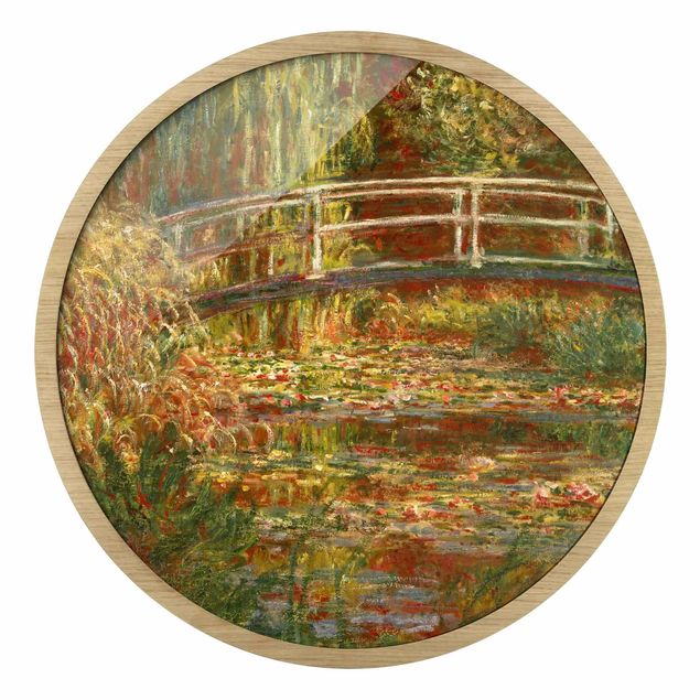 Bilder mit Rahmen abstrakt Claude Monet - Seerosenteich und japanische Brücke (Harmonie in rosa)