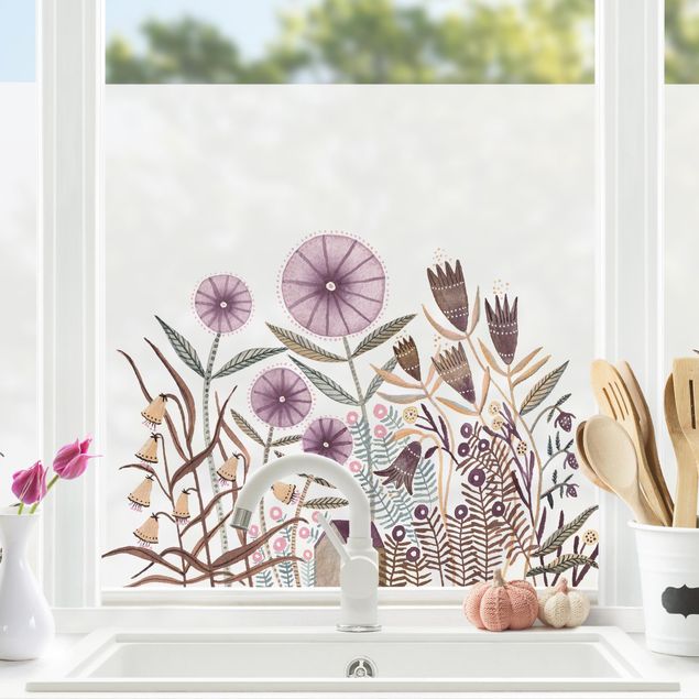 Fensterfolie Gräser Claudia Voglhuber - Blumenmeer Violett