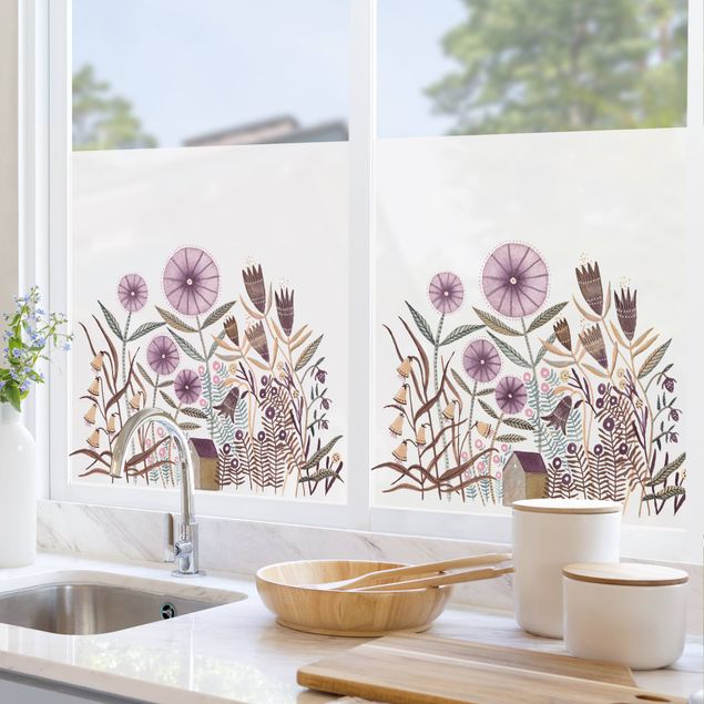 Fensterfolie Farbig Claudia Voglhuber - Blumenmeer Violett