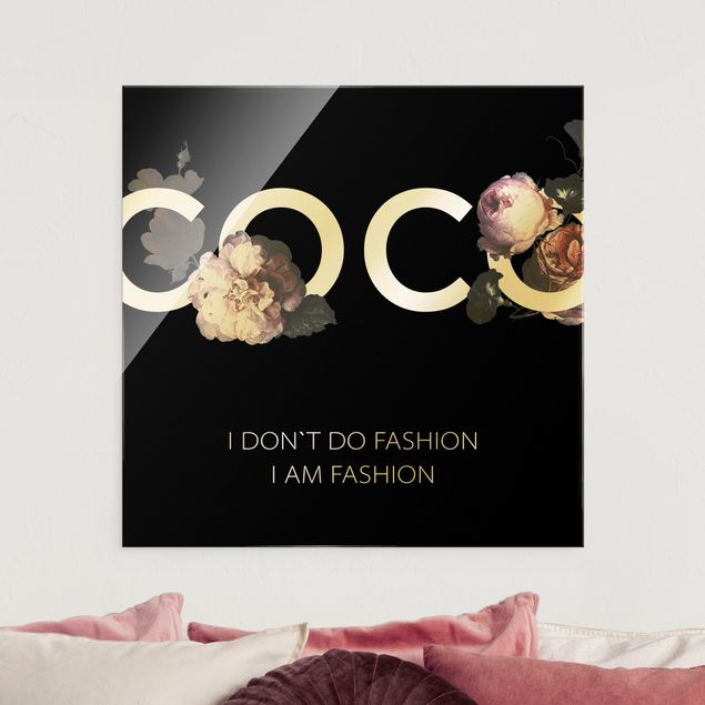 Glasbilder XXL COCO - I don´t do fashion Rosen Schwarz