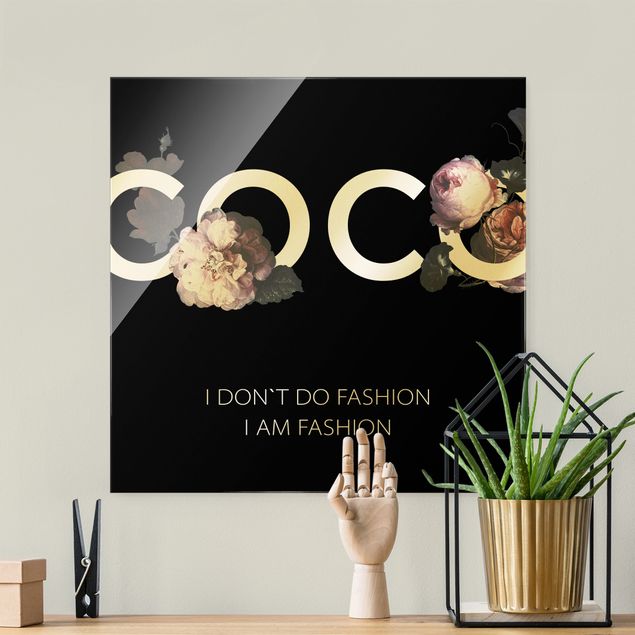 Glasbild Blumen COCO - I don´t do fashion Rosen Schwarz