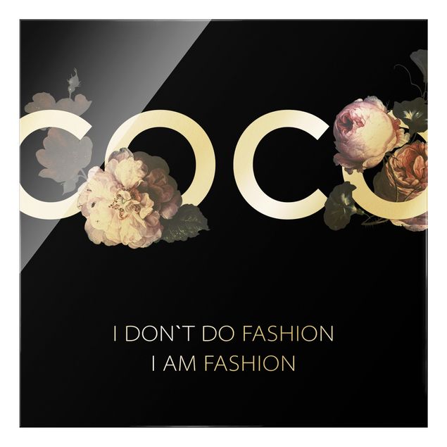 Glasbilder COCO - I don´t do fashion Rosen Schwarz