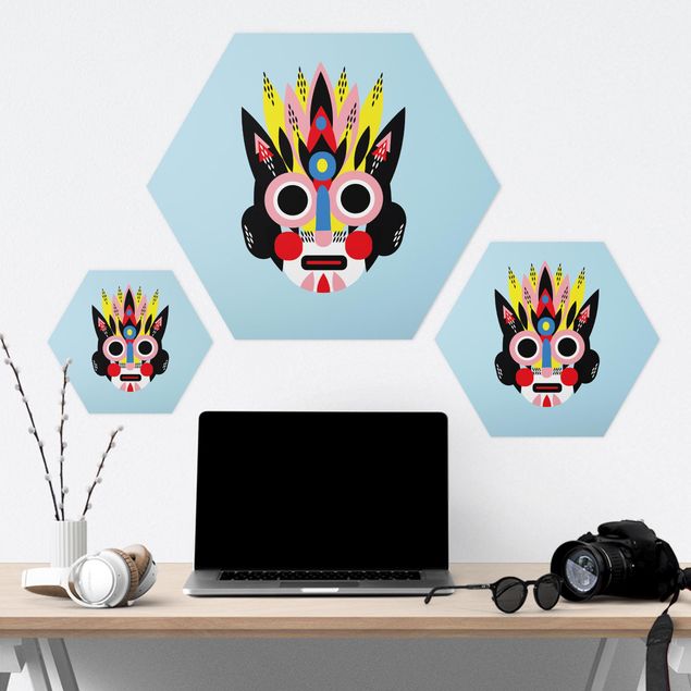 Hexagon-Forexbild - Collage Ethno Maske - Gesicht