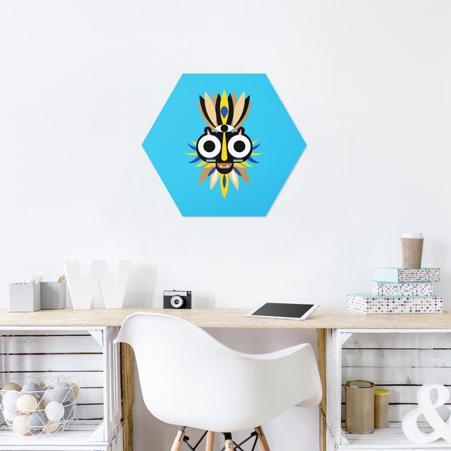 Hexagon Bilder Collage Ethno Maske - Große Augen