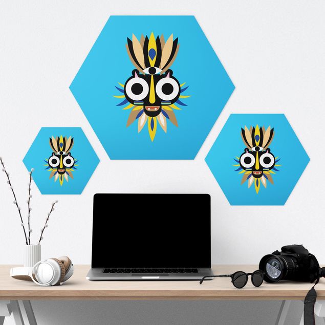Hexagon-Forexbild - Collage Ethno Maske - Große Augen