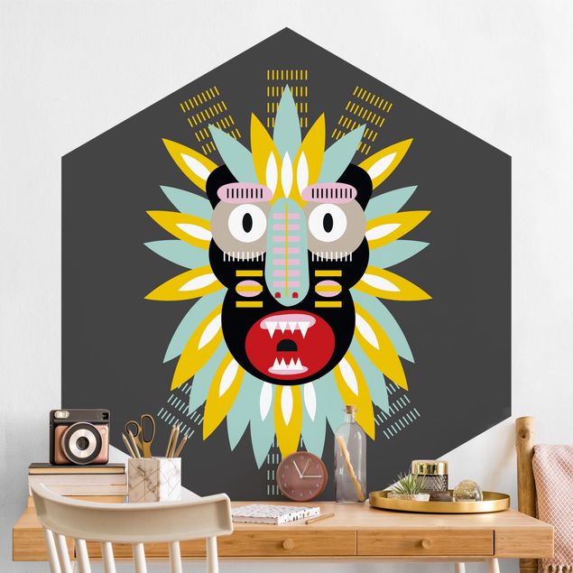 Tapeten modern Collage Ethno Maske - King Kong