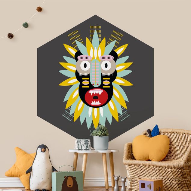 Wandtapete Design Collage Ethno Maske - King Kong