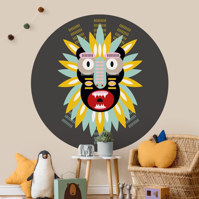 Tapeten rund Collage Ethno Maske - King Kong