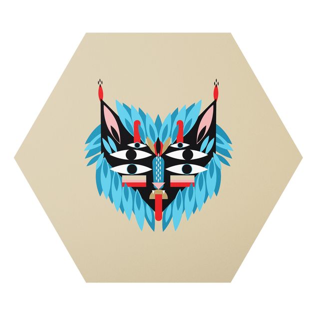 Hexagon-Forexbild - Collage Ethno Maske - Löwe